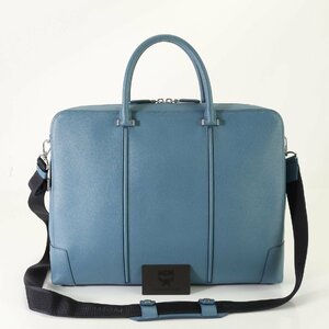 1円 極美品 MCM ギャランティ付 レザー 2WAY ビジネス バッグ ショルダー ブリーフケース トート 通勤 A4 メンズ TET 0912-T51