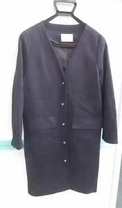 【1回使用美品】元町ゼラール Zelal ジャケット 薄手コート 紺色 ネイビー ノーカラー ボタン スエード 184-2865-CO Mサイズ