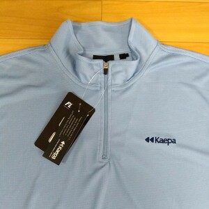 M ①Kaepa ケイパ 新品 半袖ポロシャツ 襟付きトップス ハーフジップ 青 メンズ紳士 アウトドア スポーツ ゴルフウェア ドライ UV対策 golf