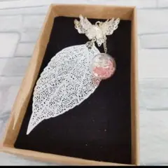 ✨1点限り✨葉っぱブックマーク 3Dバタフライペンダン ピンクフラワー