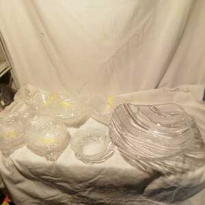 計7皿 ガラス皿 かき氷 菓子器 ダイヤ 小皿6個 大皿1個 