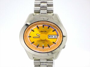 c25 送料無料 当時物 SEIKO ALBA AKA セイコー アルバ アカ 楕円形 オレンジ文字盤 デイデイト 動作品 V743-5A10 クォーツ 腕時計