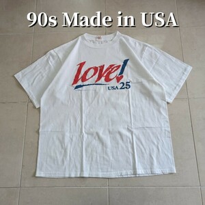 90s USA製 Love Tシャツ XXL シングルステッチ ヴィンテージ
