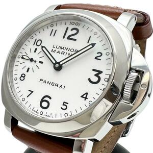 PANERAI/パネライ ルミノール PAM00113 腕時計 ステンレススチール/レザー 自動巻き/オートマ 白文字盤/茶革 メンズ