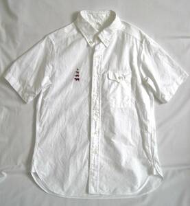 MOUNTAIN RESEARCH　マウンテンリサーチ　半袖ボタンダウンシャツ　白　ブレーメン刺繍　S 日本製