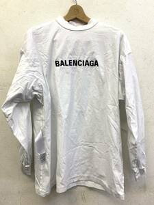 V437-I57-968 Balenciaga バレンシアガ Sサイズ メンズ Tシャツ 長袖 ホワイト系 衣類 アパレル ファッション