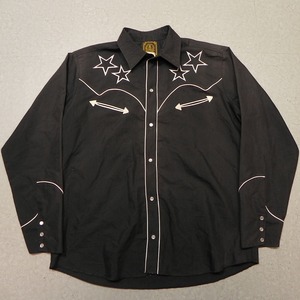 80s ヴィンテージ Espuela de Oro メキシカン ロデオ ウエスタンシャツ size.XL (古着) 黒 ブラック メキシコ製 ★d