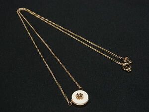 1円 ■極美品■ TORY BURCH トリーバーチ ネックレス ペンダント アクセサリー レディース ゴールド系×ホワイト系 BK0725