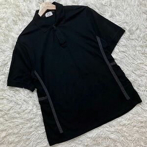 希少XL 【極美品】エルメス セリエ ポロシャツ ロゴボタン サイドH ブラック 黒 HERMES
