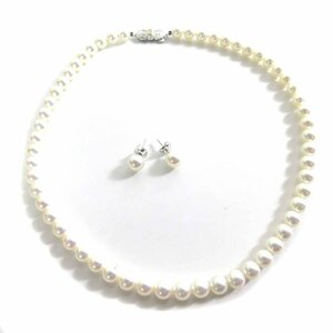 ミキモト MIKIMOTO パール 真珠 ネックレス ペンダント ピアス セット 7mm シルバー留め具 Ｋ18キャッチ 冠婚葬祭 卒業式 入学式 入園式