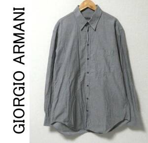 正規品 最高峰黒タグ GIORGIO ARMANI ジョルジオアルマーニ コットン ストライプ柄 長袖 ドレスシャツ 40 グレー×ブラック 