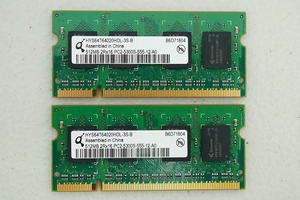 ノートパソコン用 中古 メモリ DDR2-667 PC2-5300S 200pin 512MB×2枚　[VH142]