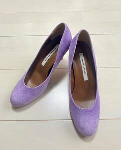 新品　未使用　ATELIER BRUGGE　アトリエブルージュ　パープル薄紫　スエードレザー　本革　パンプス　ヒール　２３ｃｍ　靴