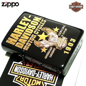 ZIPPO ライター ハーレーダビッドソン ジッポ イオンブラック＆ゴールド イーグルメタル 国内限定モデル 黒金 かっこいい 鷲 おしゃれ