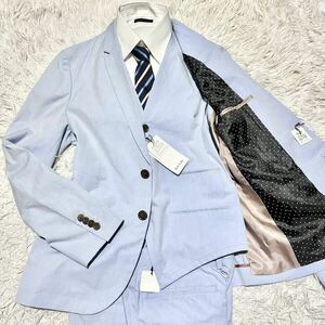 定価30万!!!新品未使用!!!【Paul Smith ポールスミス】これ以上なし!!! 至高の3ピース スリーピース スーツ セットアップ 水玉 ブルー 青 M