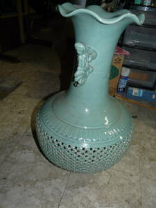 青磁の花瓶、置物、大きな花瓶、青磁