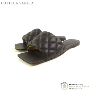 ボッテガ ヴェネタ （BOTTEGA VENETA） パデッド フラットサンダル キルティング スクエア シューズ ＃37.5 靴 627710 Brown（美品）中古
