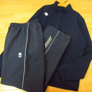 ◎美品！XL 上下セット！DESCENTE デサント◆ジャージ シェルジャケット&パンツ スポーツ ドライ◆メンズ 紺◆B4104