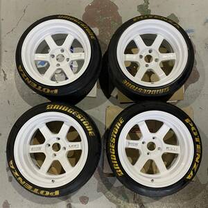 レイズ　RAYS VOLKRACING TE37V　ブリジストン　ポテンザ　17インチ　4穴114.3　タイヤホイール4本セット　旧車　ハコスカ　フェアレディZ