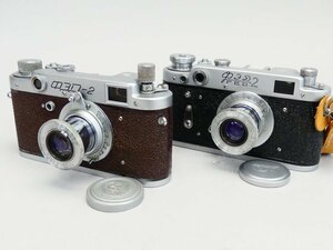 z760 旧ソ連 レンジファインダー カメラ フェド2 FED-2 フィルム 赤茶/黒 純正 レンズ 1:3.5 50mm 二台 まとめて