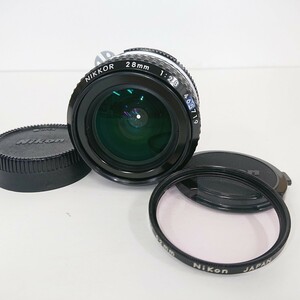 ★1円～【コレクター放出品】『Nikon ニコン Ai NIKKOR 28mm F2.8 広角 単焦点 レンズ キャップ付属』Fマウント MF 一眼 カメラ