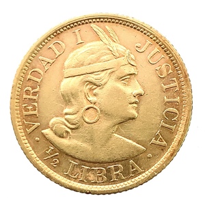 ペルー インディアン座像 金貨 1907年 3.97g 22金 イエローゴールド コレクション アンティークコイン Gold
