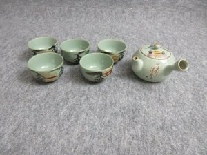 清水焼 煎茶器 絵変り 急須 湯呑 茶道具 [B30130]