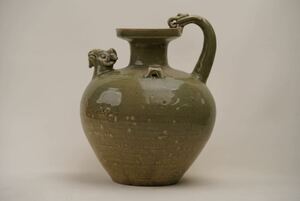 中国 古美術 唐物 古玩 越州窯 羊首壺 越窯 青磁 骨董 時代物 酒器 花器 花瓶