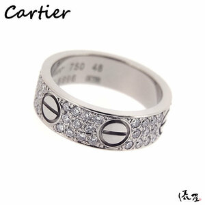 【カルティエ】ラブリング フルダイヤ #48 750 極美品 レディース Cartier K18WG 俵屋