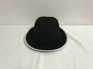 美品本物カシラCA4LA×ノックスKNOXウール中折れハット帽子黒ブラックメンズスーツビジネス日本製60cm