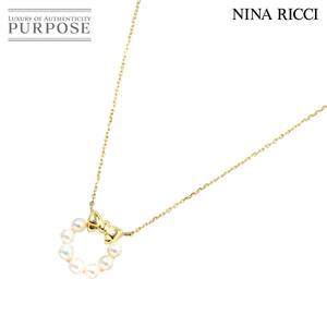 ニナリッチ NINA RICCI アコヤ真珠 3.4-3.2mm ネックレス 41cm ピアス K18 YG 750 2点セット パール Akoya Pearl Necklace 90196915