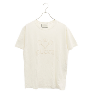 GUCCI グッチ テニス ロゴ刺繍 フロントロゴ 半袖Tシャツ ベージュ 548334 XJBCR