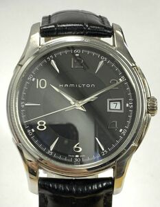 Y417-I39-9187◎ HAMILTON ハミルトン ジャズマスター H324111デイト ブラック文字盤 メンズ クオーツ 稼働 腕時計 ⑥