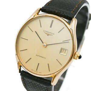 1円 稼働 箱付 LONGINES ロンジン Automatic オートマチック AT 自動巻き ゴールド 金文字盤 メンズ 腕時計 ラウンドウォッチ 311320240423