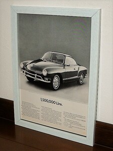 1970年 USA 70s vintage 洋書雑誌広告 額装品 Volkswagen Karmann Ghia フォルクスワーゲン カルマンギア / 検索用 VW ガレージ 看板(A4)