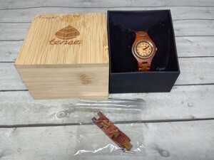 452■木製 腕時計　TENSE(テンス)　ウッドウォッチ　wooden collection　レディース　簡易動作確認済　現状品