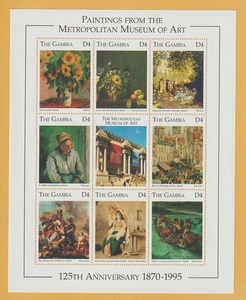 ● 【外国切手・ガンビア】 メトロポリタン美術館125年 (3次)　切手シート (