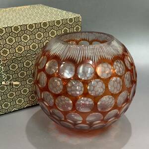 蕃11）ガラス工芸　切子　花瓶　アンティーク