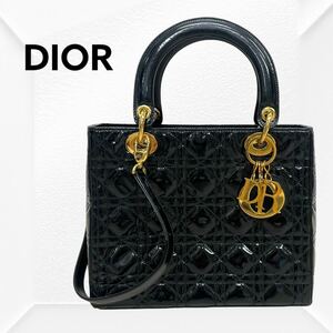 Christian Dior クリスチャン ディオール レディディオール エナメル パテントレザー ロゴチャーム 2way ハンドバッグ MA-0927