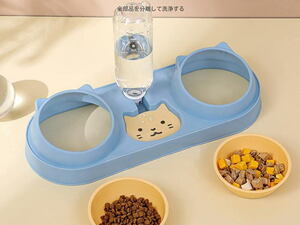 新品　可愛い　自動給水付き　ペットフードボウル　猫耳　餌　