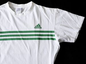 1円★adidas アディダス★アディダスロゴスリーライン半袖Tシャツ★Lサイズ【JD2017】ホワイト白【本物保証】スタンスミスカラー 希少品