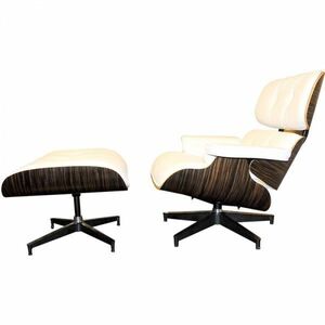 イームズラウンジチェア 本皮仕様 オットマン　ホワイト×エボニー sofa ソファ ソファー eames パーソナルチェア