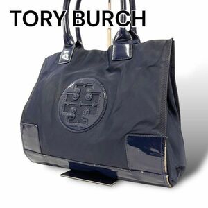 【1円スタート】TORY BURCH　トリーバーチ　ハンドバッグ　ブルー　ナイロン　A058