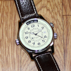 中古 美品 HAMILTON ハミルトン 腕時計 メンズ 自動巻き Khaki UTC カーキ UTC
