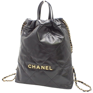 CHANEL(シャネル) マトラッセ シャネル22 バックパック リュック ハンド ラムスキン ブラック黒 40802074630【未使用】【アラモード】