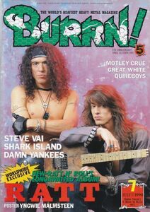 BURRN! RATT/STEVE VAI/SHARK ISLAND/DAMN YANKEES/MOTLEY CRUE/GREAT WHITE/QUIREBOYS/ヘヴィ・メタル・マガジン1990年7月号