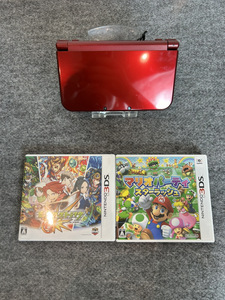 13482-02★任天堂 Nintendo NEW 3DS LL (RED-001) 本体 レッド ソフト2点おまとめセット マリオ/モンスト★