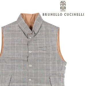 BRUNELLO CUCINELLI（ブルネロクチネリ） ダウンベスト MD4641700 ブラウン x ホワイト M 【A22256】