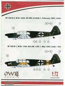 1/72 オウルデカール　メッサーシュミット Bf 108 B タイフーン