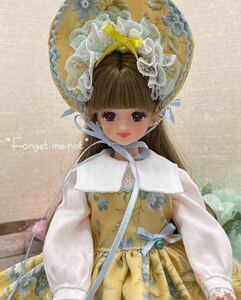 *Forget-me-not*☆送料無料☆yellow！花柄ワンピースセット☆ジェニーサイズ☆手づくり☆handmade☆一点物☆